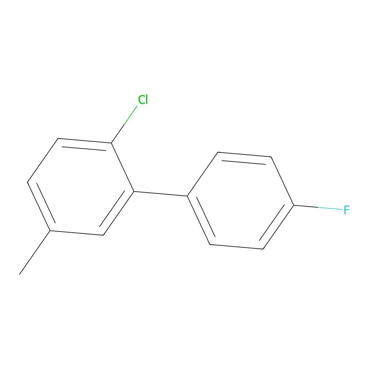 2-Chloro-4'-fluoro-5-methyl-1,1'-biphenyl molecular structure, CAS 1214357-22-8
