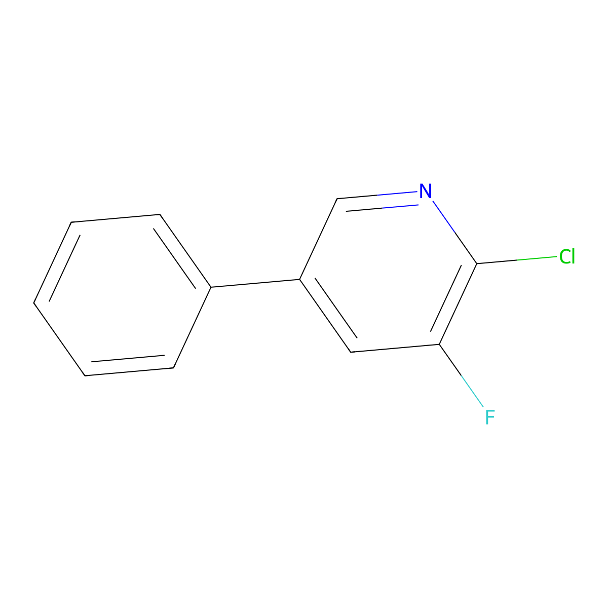 2-Chloro-3-fluoro-5-phenylpyridine molecular structure, CAS 1214357-46-6