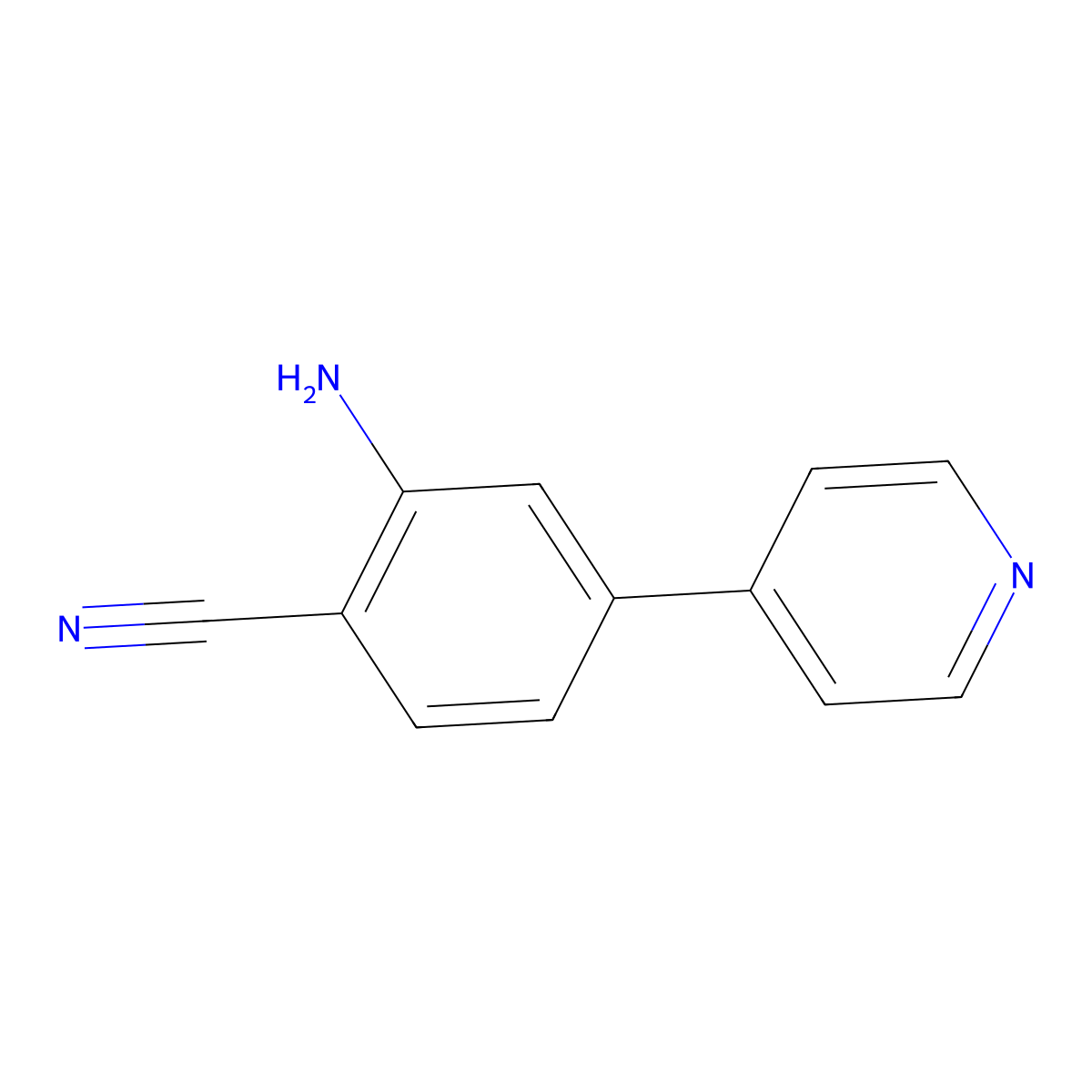 2-Amino-4-(pyridin-4-yl)benzonitrile molecular structure, CAS 1214357-94-4