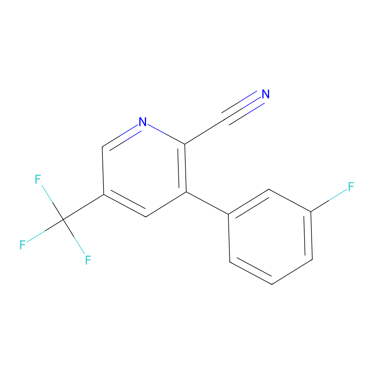 3-(3-Fluorophenyl)-5-(trifluoromethyl)picolinonitrile molecular structure, CAS 1214358-57-2