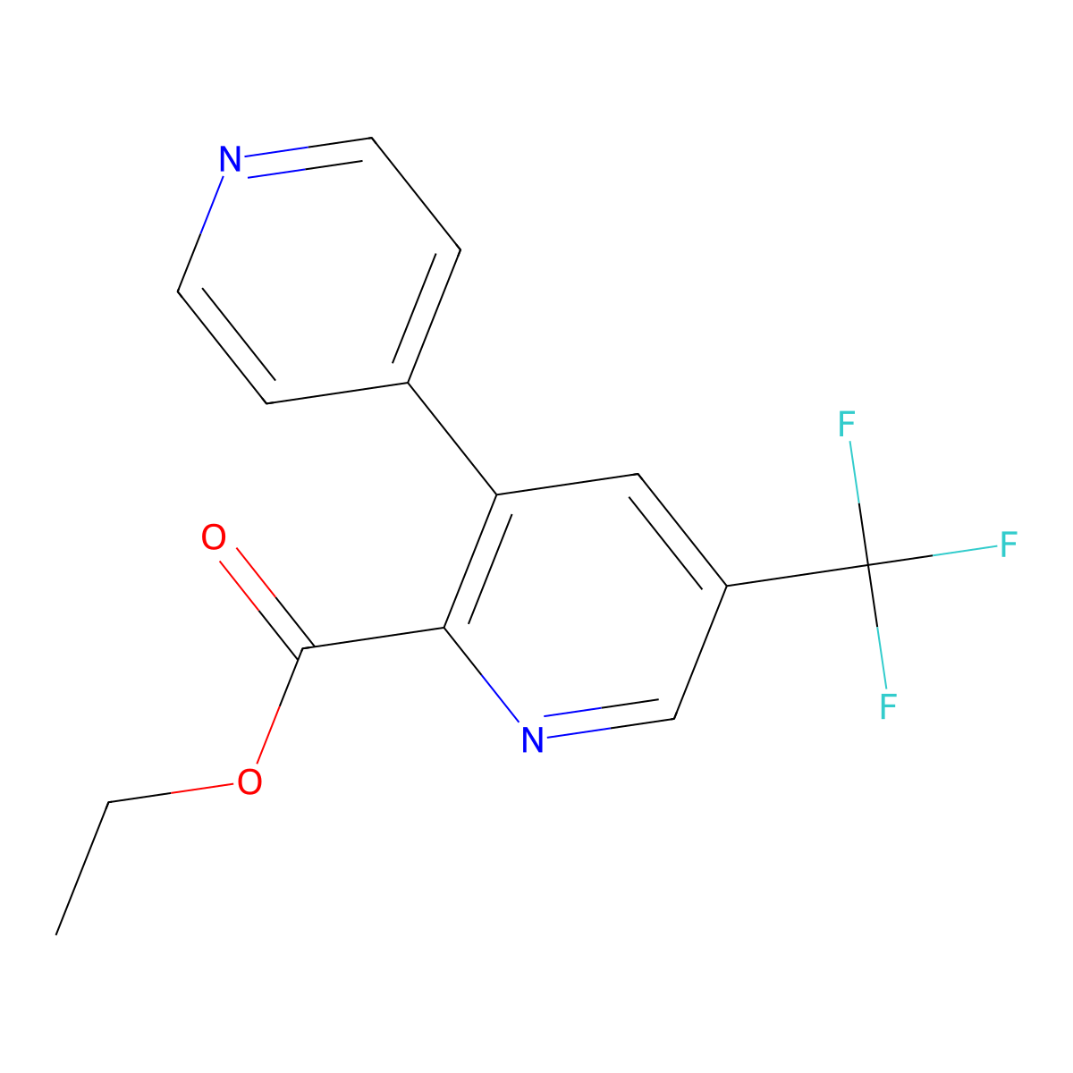 Ethyl 5-(trifluoromethyl)-[3,4'-bipyridine]-2-carboxylate molecular structure, CAS 1214358-86-7