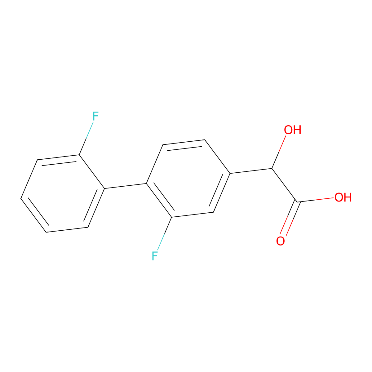 2-[3-Fluoro-4-(2-fluorophenyl)phenyl]-2-hydroxyacetic acid molecular structure, CAS 1214359-31-5