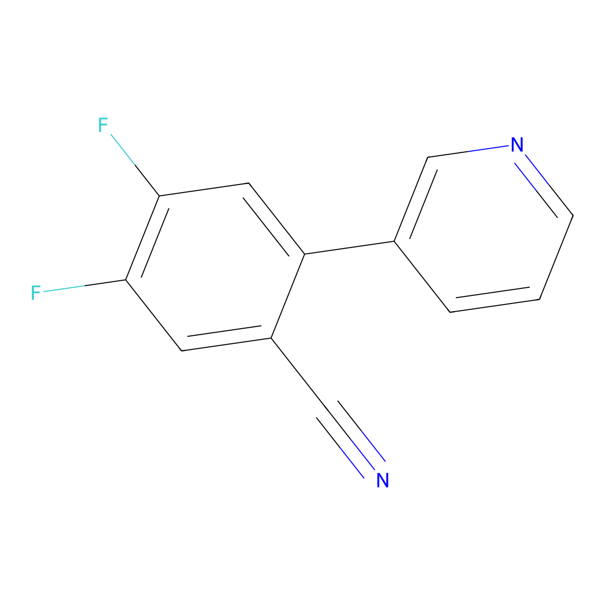 4,5-Difluoro-2-(pyridin-3-yl)benzonitrile molecular structure, CAS 1214359-48-4