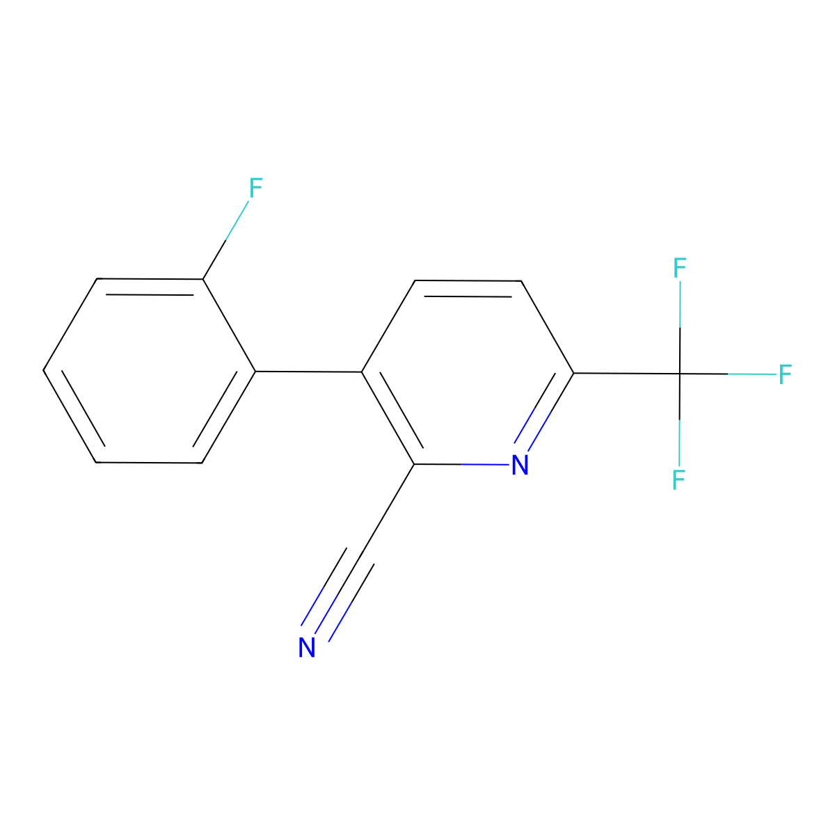 3-(2-Fluorophenyl)-6-(trifluoromethyl)picolinonitrile molecular structure, CAS 1214359-77-9