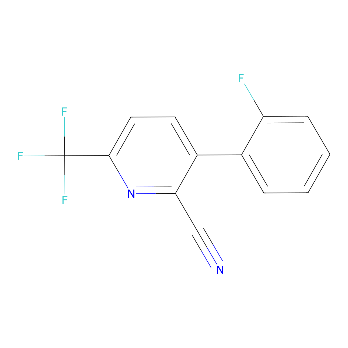3-(2-Fluorophenyl)-6-(trifluoromethyl)picolinonitrile molecular structure, CAS 1214359-77-9