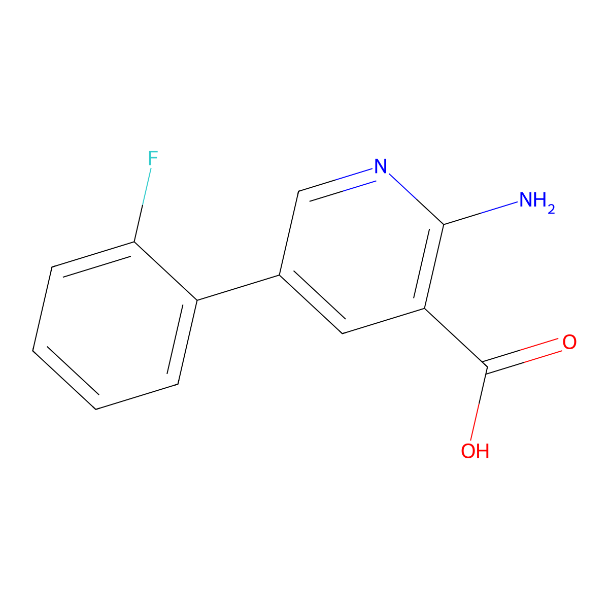 2-Amino-5-(2-fluorophenyl)pyridine-3-carboxylic acid molecular structure, CAS 1214359-87-1