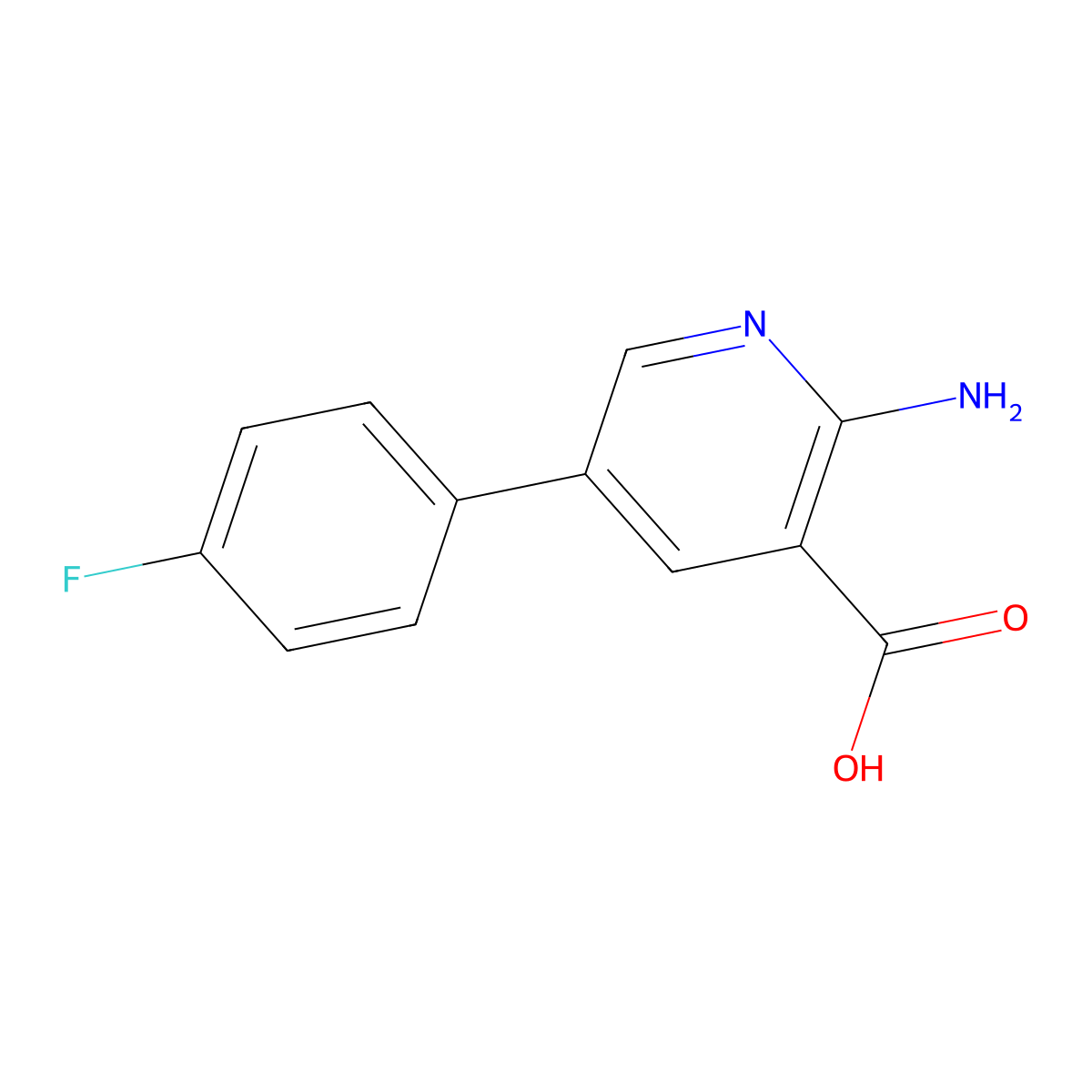 2-Amino-5-(4-fluorophenyl)pyridine-3-carboxylic acid molecular structure, CAS 1214359-90-6