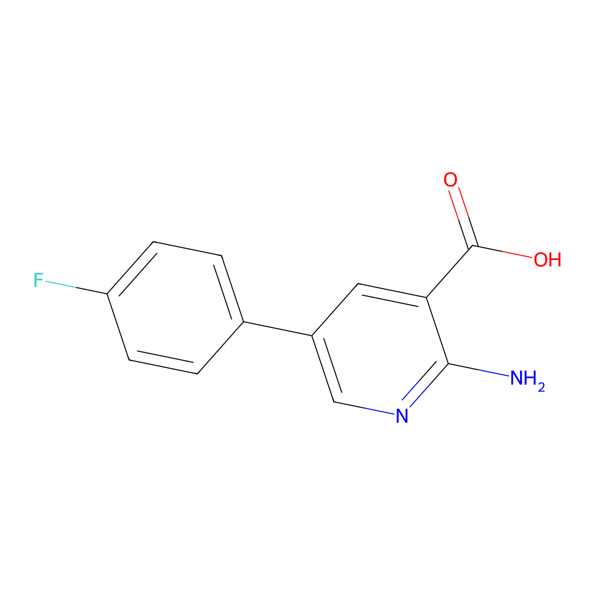 2-Amino-5-(4-fluorophenyl)pyridine-3-carboxylic acid molecular structure, CAS 1214359-90-6