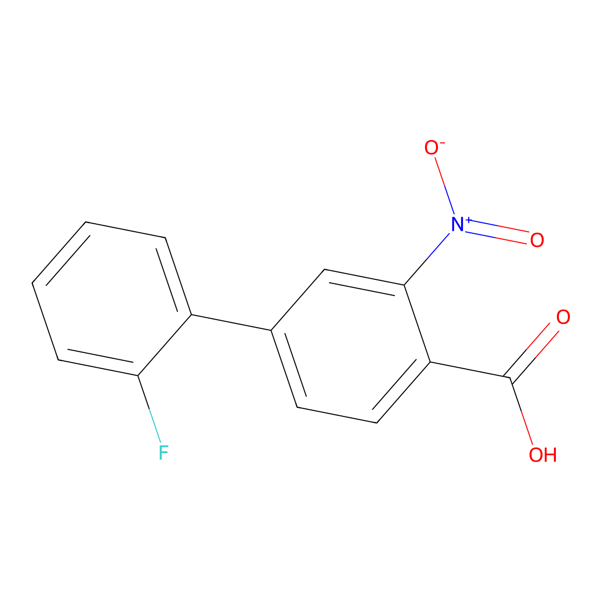 4-(2-Fluorophenyl)-2-nitrobenzoic acid molecular structure, CAS 1214359-91-7