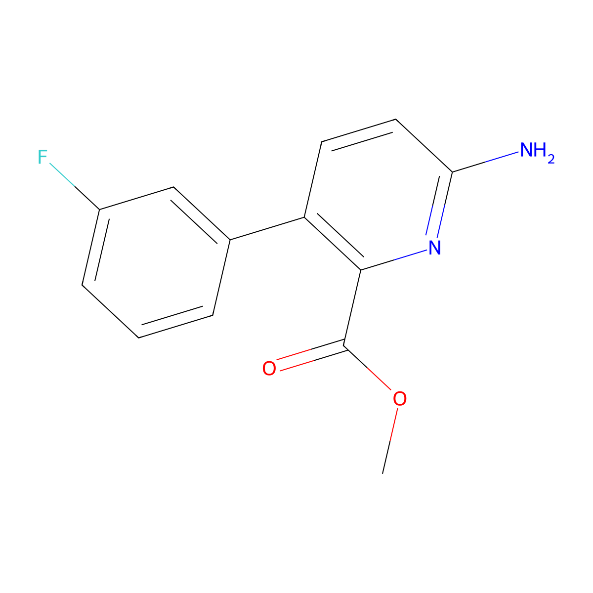 Methyl 6-amino-3-(3-fluorophenyl)picolinate molecular structure, CAS 1214359-92-8