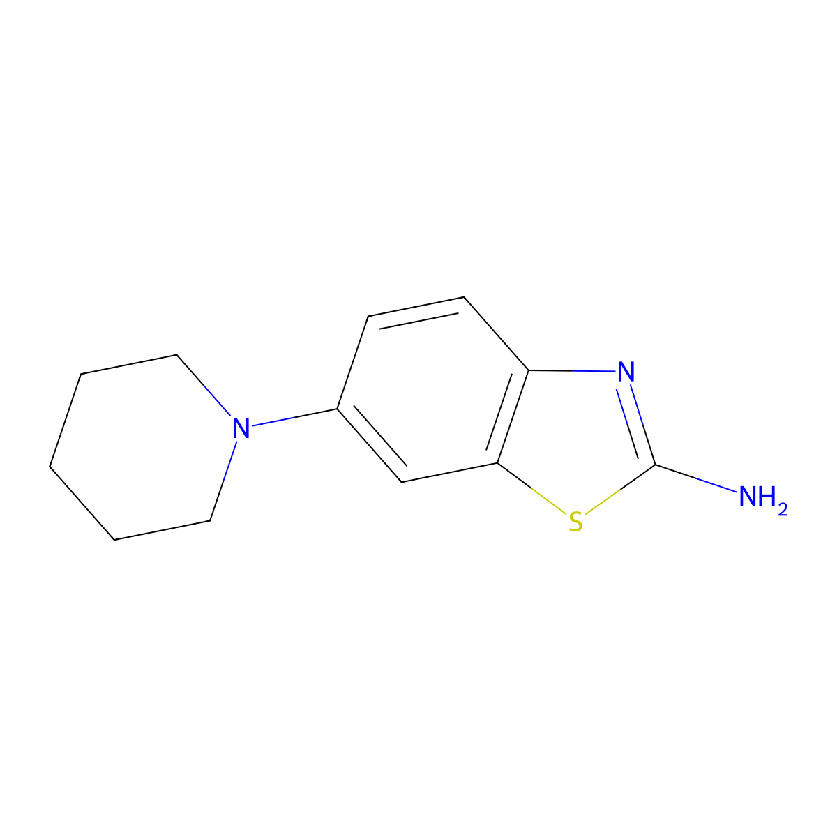 6-Piperidylbenzothiazole-2-ylamine molecular structure, CAS 121436-47-3