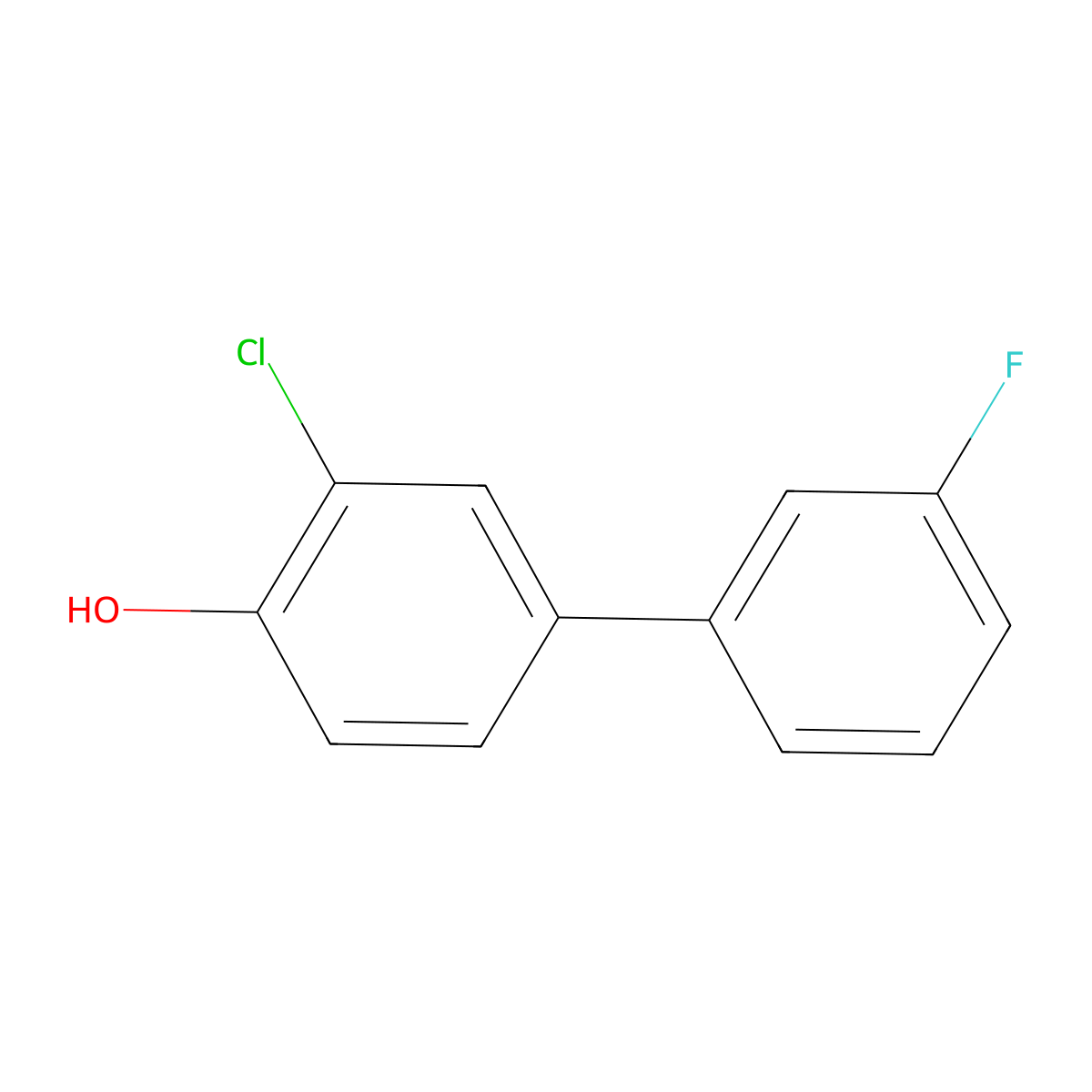 2-Chloro-4-(3-fluorophenyl)phenol molecular structure, CAS 1214360-51-6