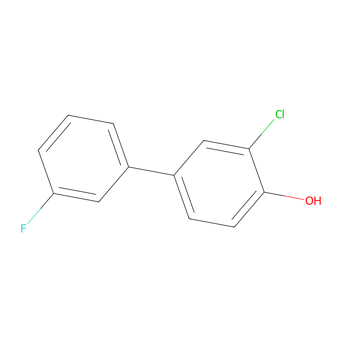 2-Chloro-4-(3-fluorophenyl)phenol molecular structure, CAS 1214360-51-6