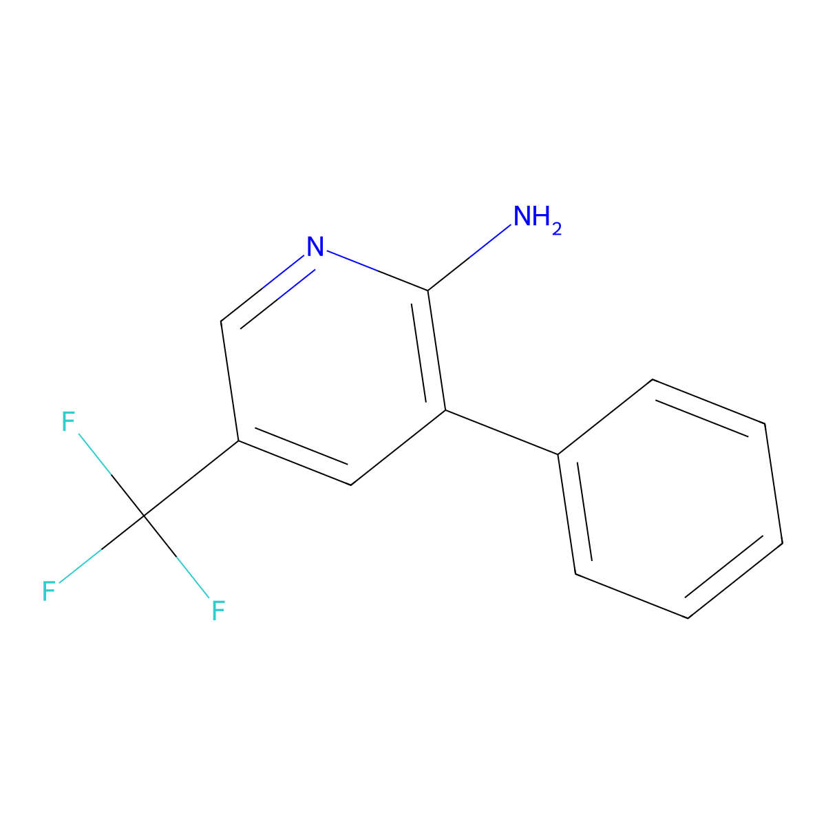 2-Amino-3-phenyl-5-(trifluoromethyl)pyridine molecular structure, CAS 1214360-66-3