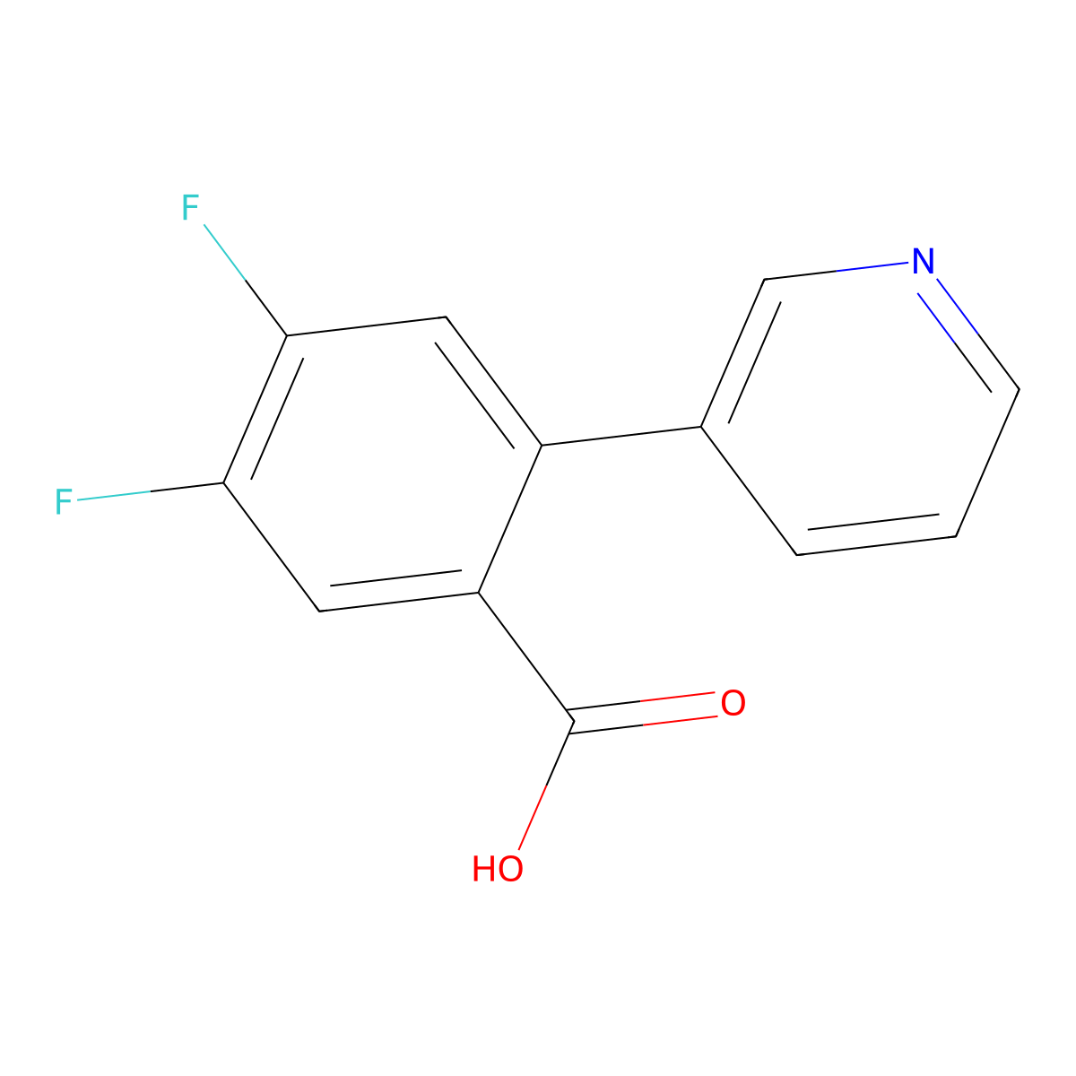 4,5-Difluoro-2-(pyridin-3-yl)benzoic acid molecular structure, CAS 1214360-94-7