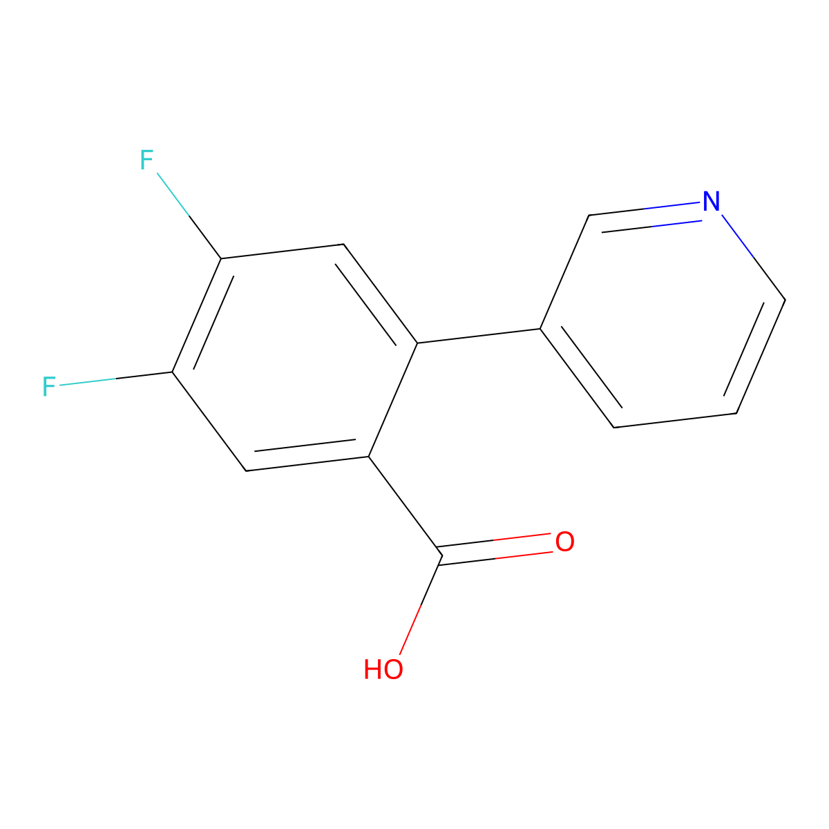 4,5-Difluoro-2-(pyridin-3-yl)benzoic acid molecular structure, CAS 1214360-94-7