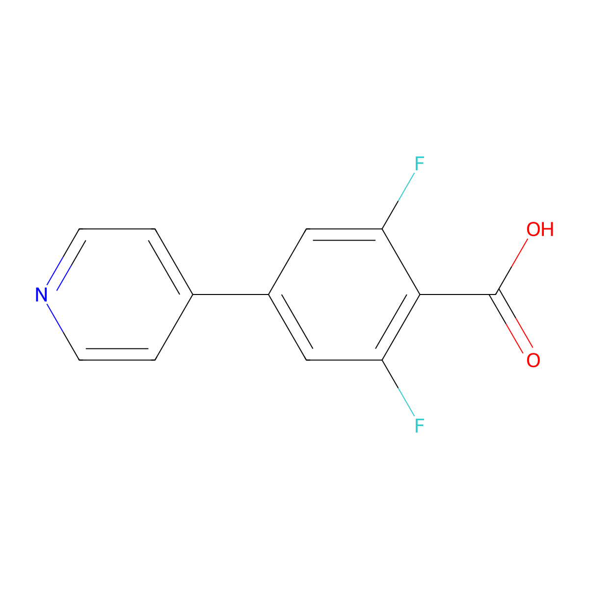 2,6-Difluoro-4-(pyridin-4-yl)benzoic acid molecular structure, CAS 1214361-00-8