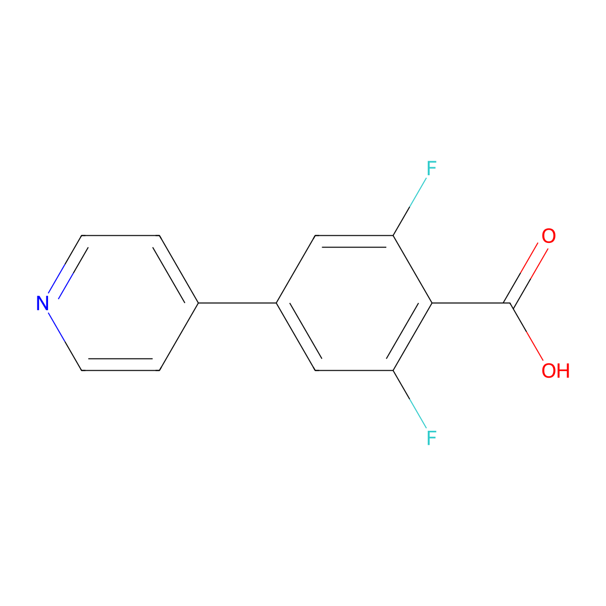 2,6-Difluoro-4-(pyridin-4-yl)benzoic acid molecular structure, CAS 1214361-00-8