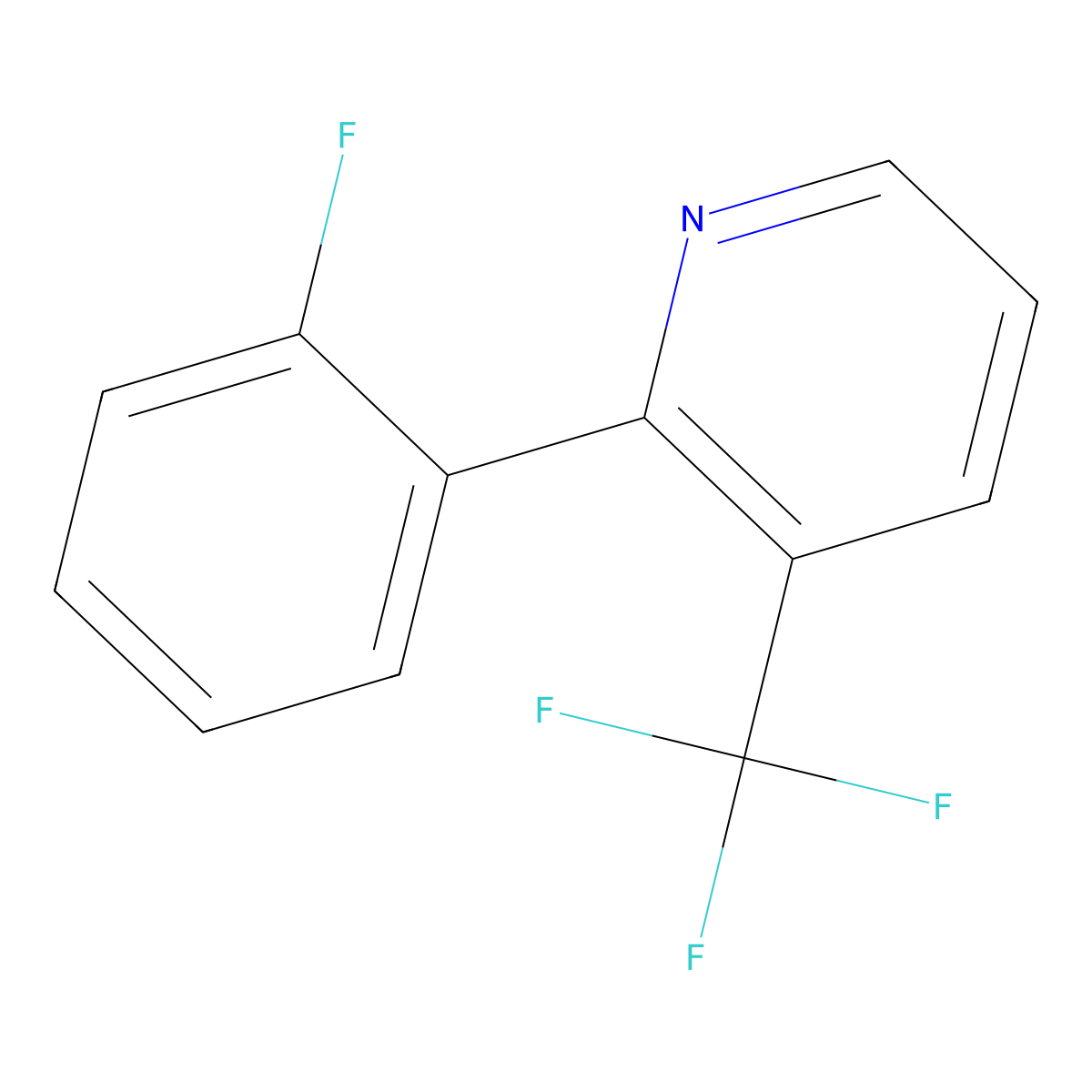 2-(2-Fluorophenyl)-3-(trifluoromethyl)pyridine molecular structure, CAS 1214361-47-3