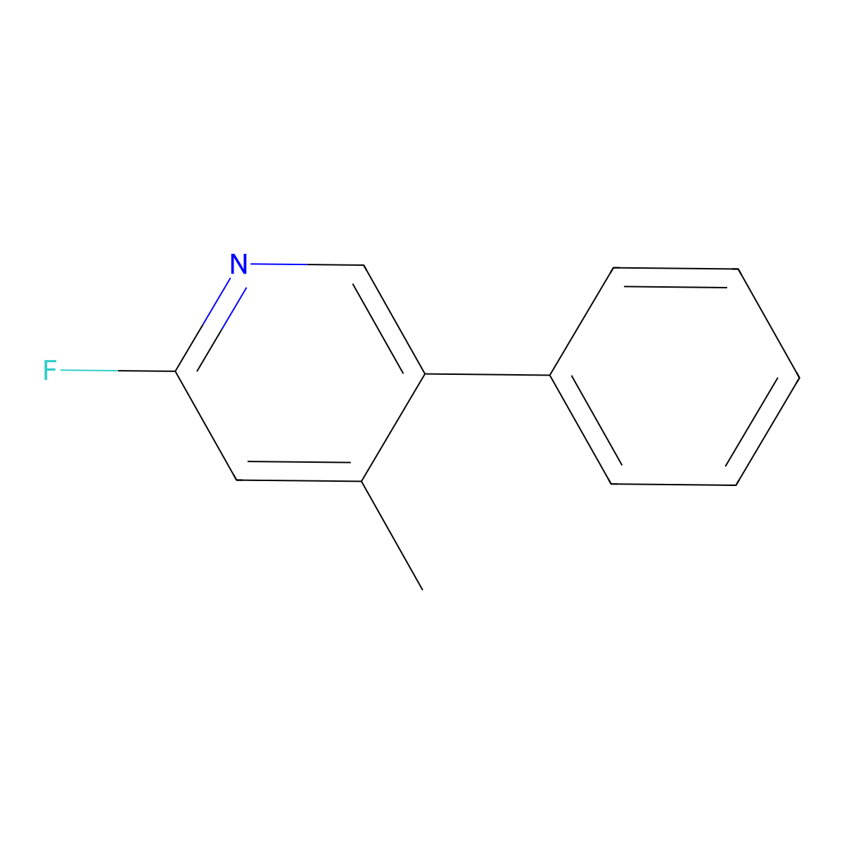 2-Fluoro-4-methyl-5-phenylpyridine molecular structure, CAS 1214362-19-2