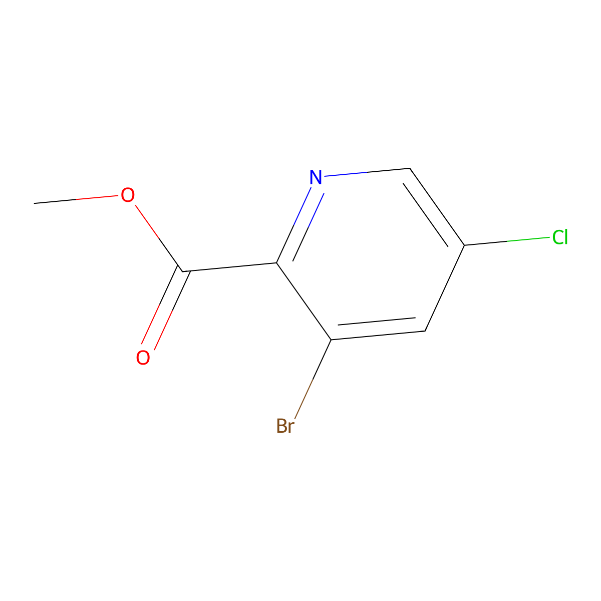 Methyl 3-bromo-5-chloropyridine-2-carboxylate molecular structure, CAS 1214362-45-4