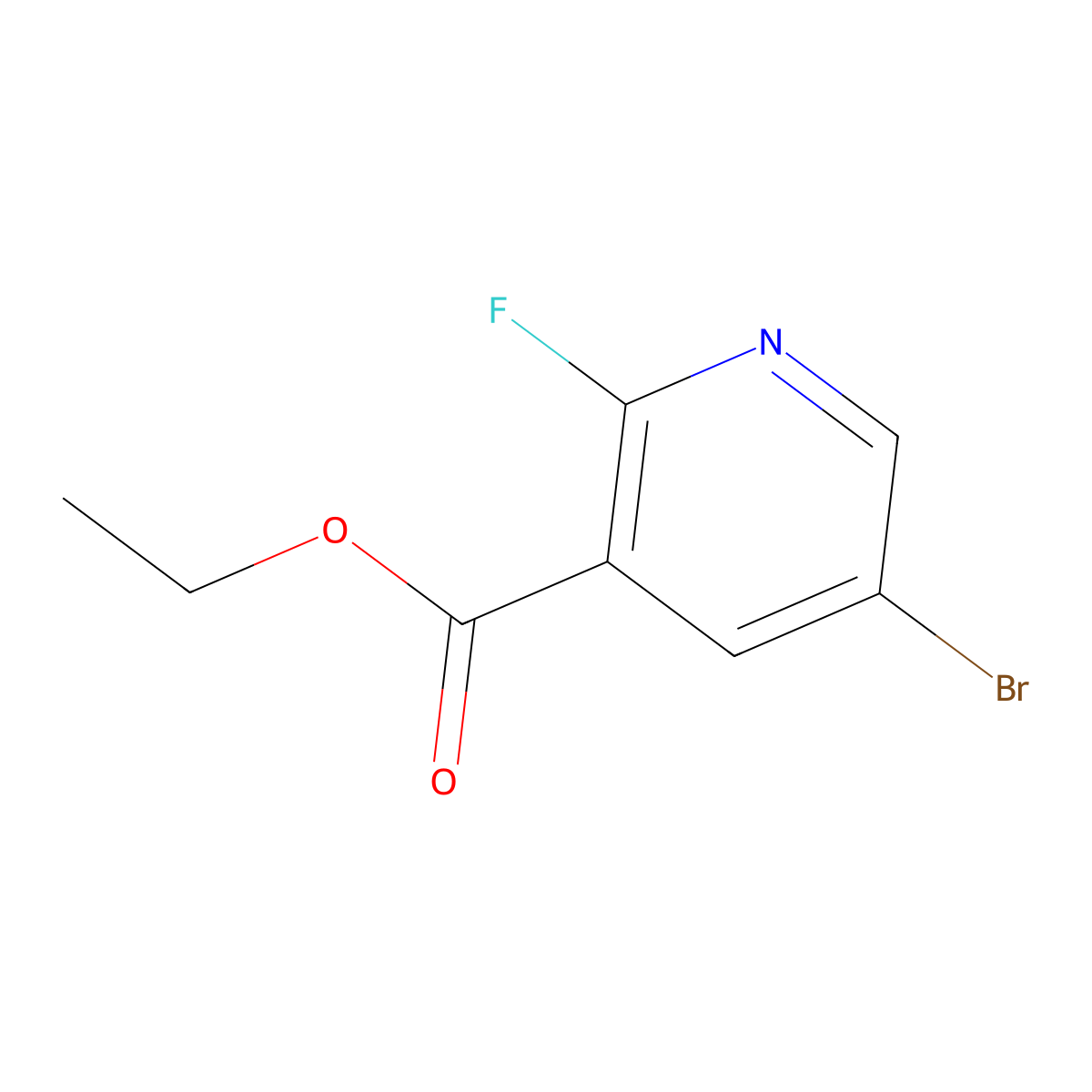 Ethyl 5-bromo-2-fluoro-3-pyridinecarboxylate molecular structure, CAS 1214362-74-9