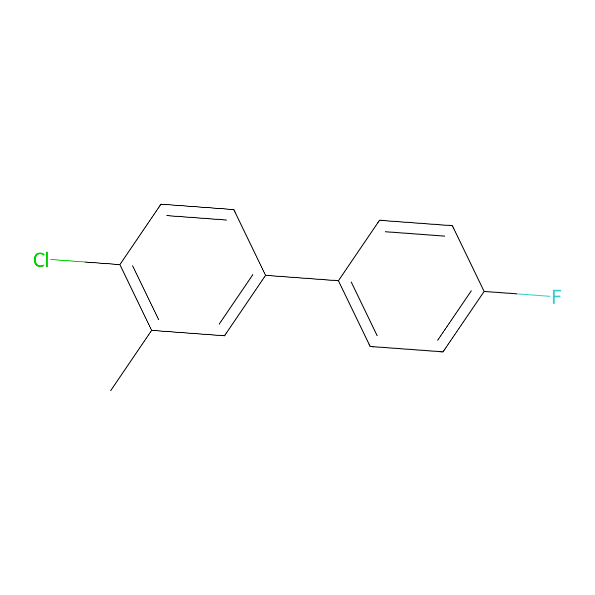 4-Chloro-4'-fluoro-3-methyl-1,1'-biphenyl molecular structure, CAS 1214363-10-6