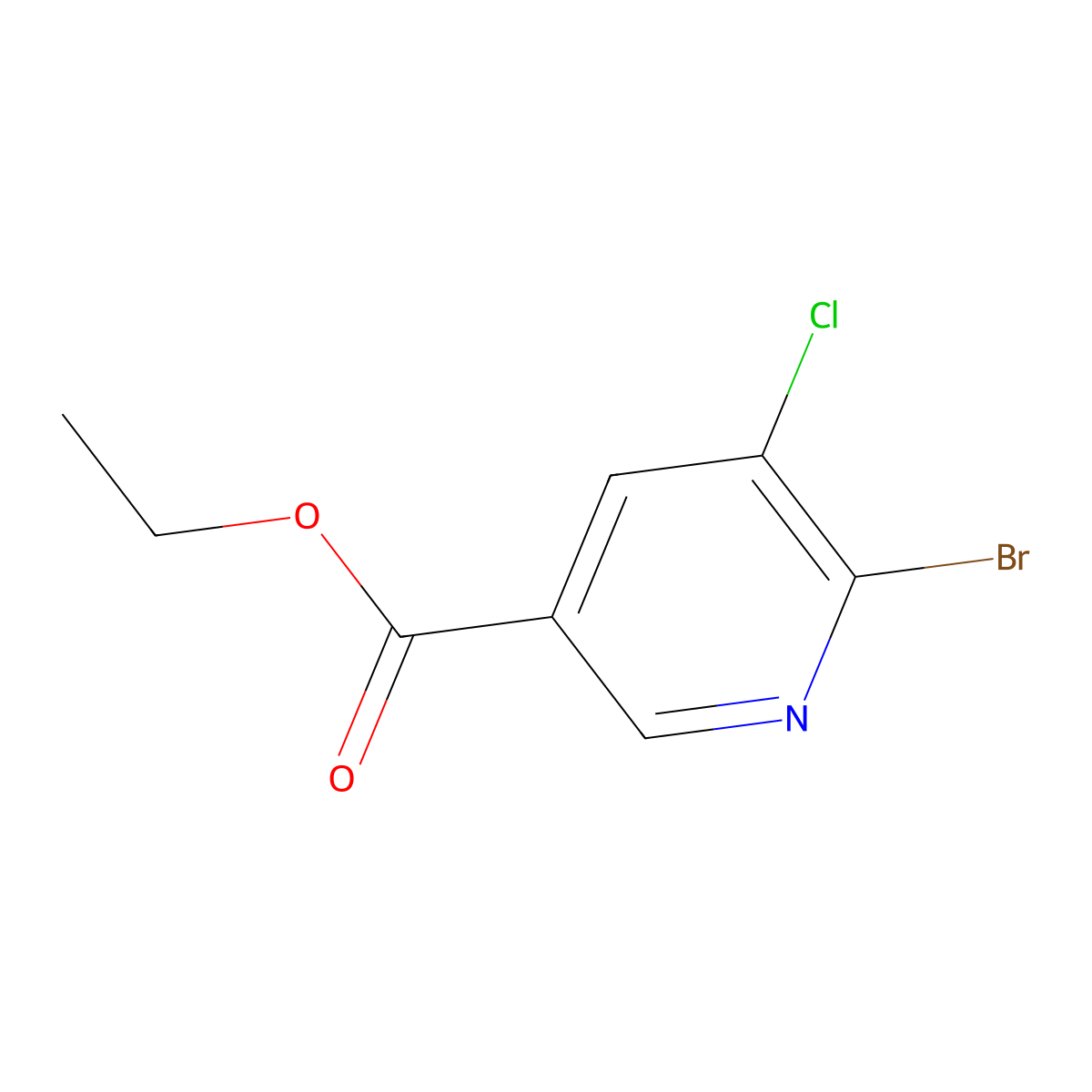 Ethyl 6-bromo-5-chloropyridine-3-carboxylate molecular structure, CAS 1214363-43-5
