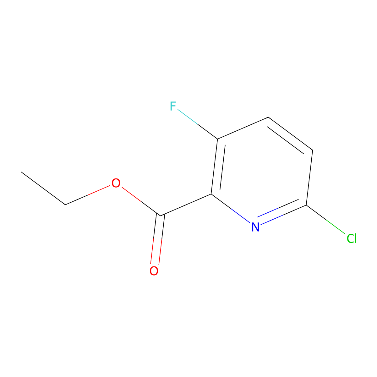 Ethyl 6-chloro-3-fluoropicolinate molecular structure, CAS 1214363-79-7