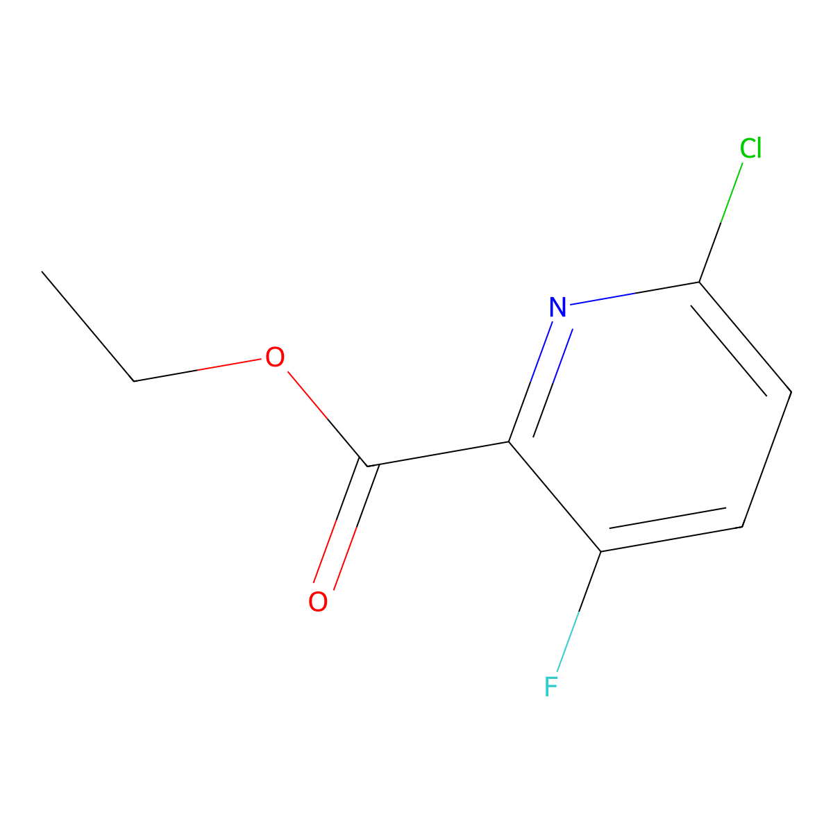 Ethyl 6-chloro-3-fluoropicolinate molecular structure, CAS 1214363-79-7