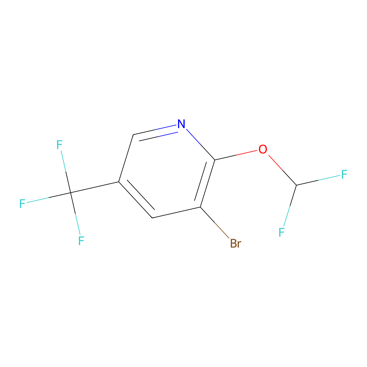 3-Bromo-2-(difluoromethoxy)-5-(trifluoromethyl)pyridine molecular structure, CAS 1214363-95-7