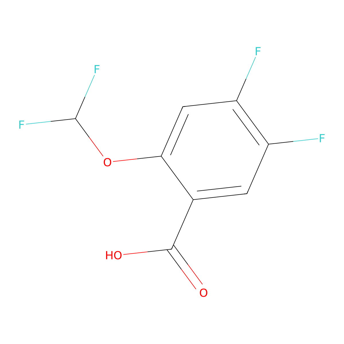 2-(Difluoromethoxy)-4,5-difluorobenzoic acid molecular structure, CAS 1214364-06-3