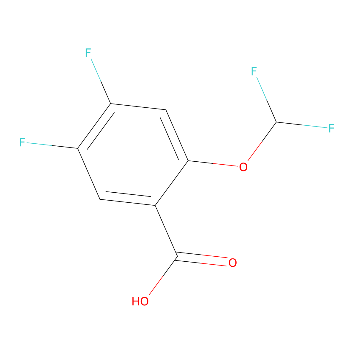 2-(Difluoromethoxy)-4,5-difluorobenzoic acid molecular structure, CAS 1214364-06-3