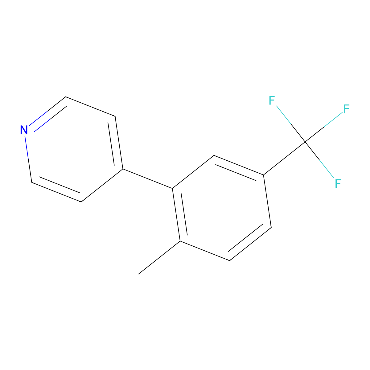 4-(2-Methyl-5-(trifluoromethyl)phenyl)pyridine molecular structure, CAS 1214364-73-4