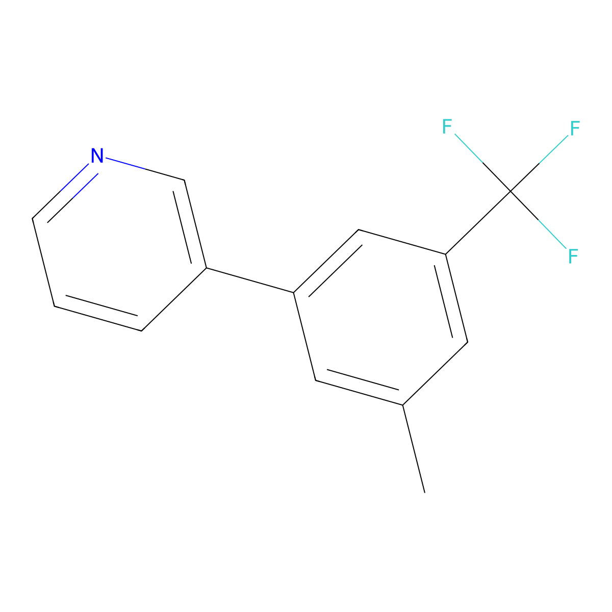 3-(3-Methyl-5-(trifluoromethyl)phenyl)pyridine molecular structure, CAS 1214364-86-9
