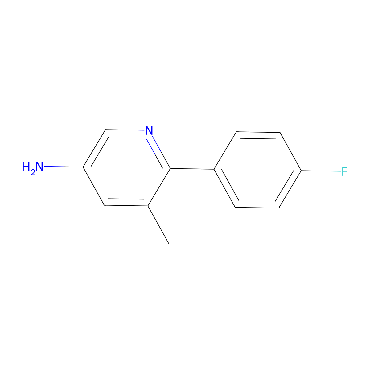 6-(4-Fluorophenyl)-5-methylpyridin-3-amine molecular structure, CAS 1214365-35-1