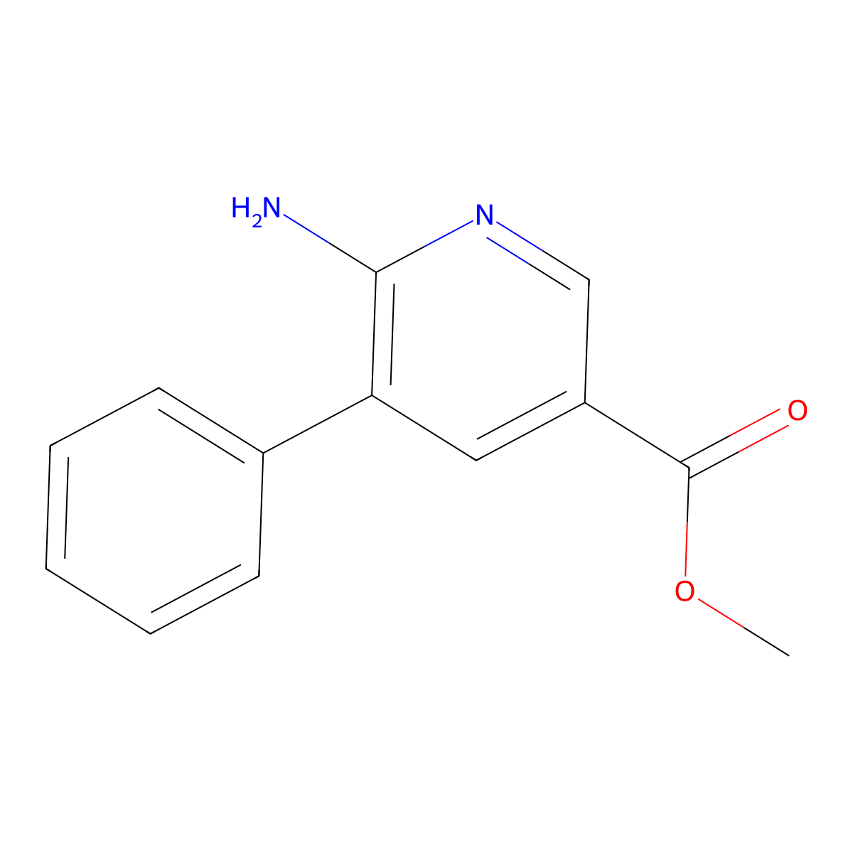 Methyl 6-amino-5-phenylpyridine-3-carboxylate molecular structure, CAS 1214365-40-8
