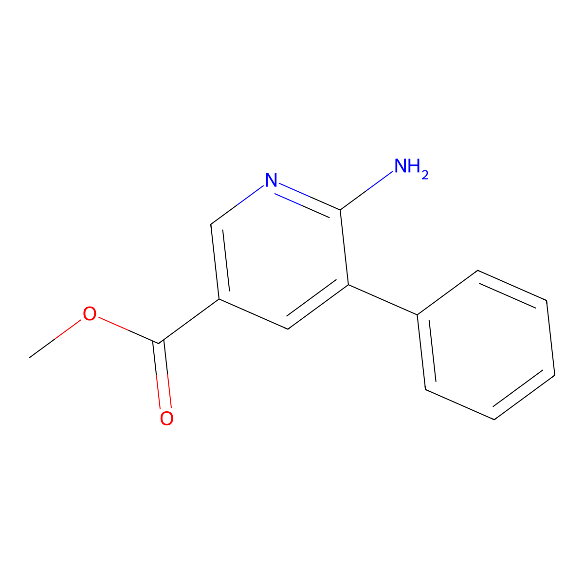 Methyl 6-amino-5-phenylpyridine-3-carboxylate molecular structure, CAS 1214365-40-8