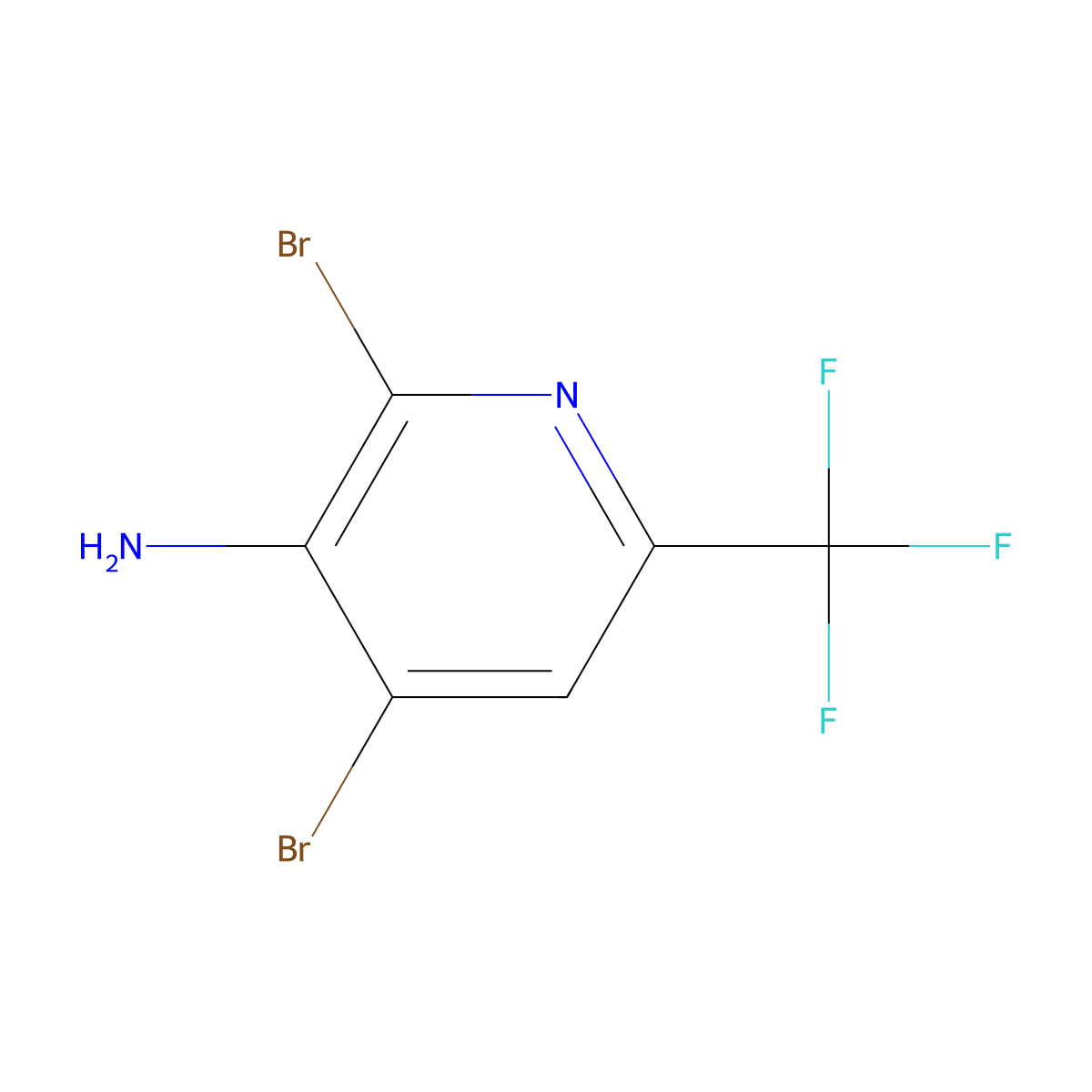 2,4-Dibromo-6-(trifluoromethyl)pyridin-3-amine molecular structure, CAS 1214365-67-9