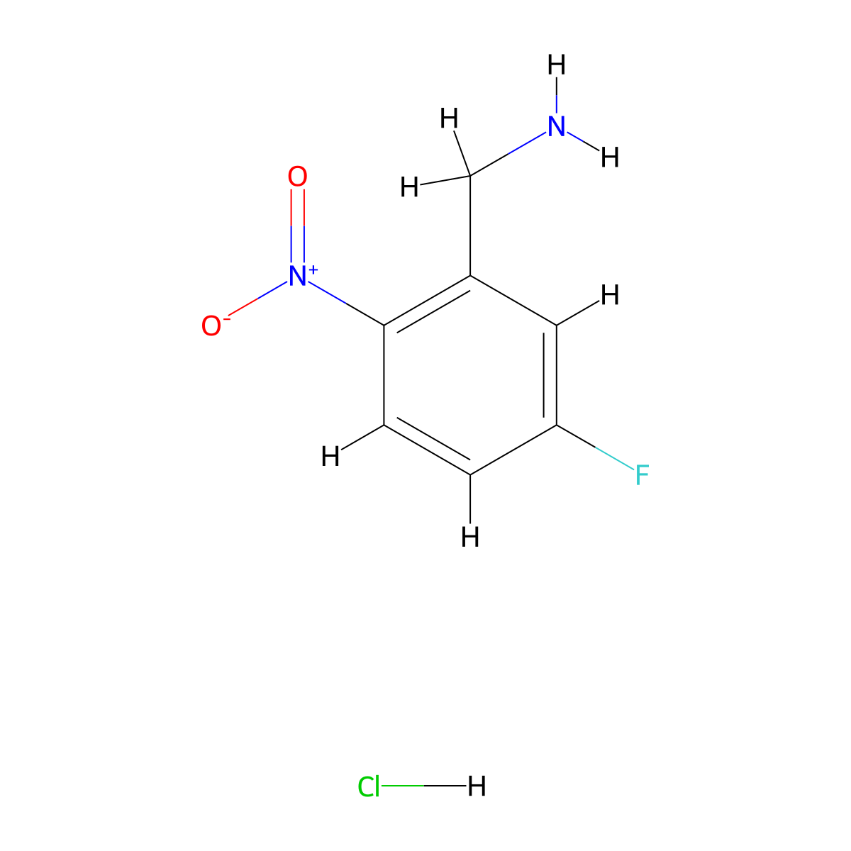 (5-Fluoro-2-nitrophenyl)methanamine hydrochloride molecular structure, CAS 1214366-45-6
