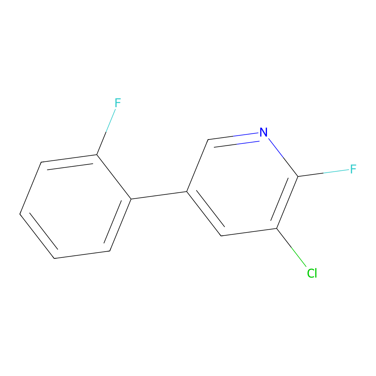 3-Chloro-2-fluoro-5-(2-fluorophenyl)pyridine molecular structure, CAS 1214366-57-0