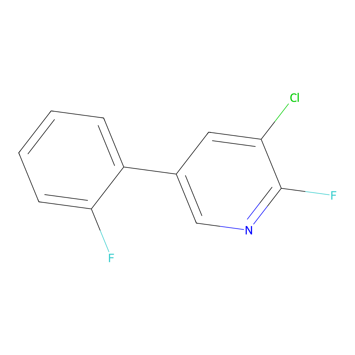 3-Chloro-2-fluoro-5-(2-fluorophenyl)pyridine molecular structure, CAS 1214366-57-0