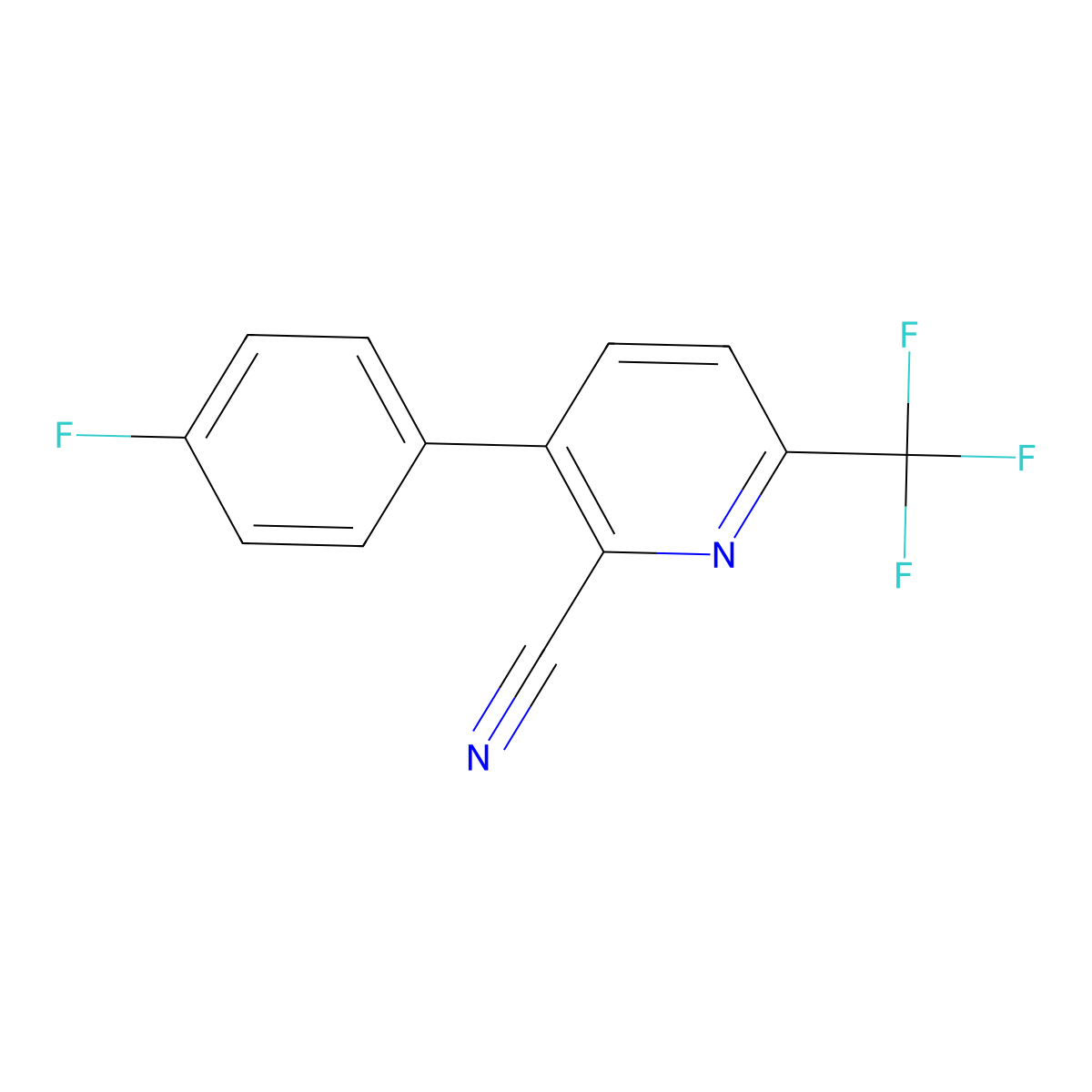 3-(4-Fluorophenyl)-6-(trifluoromethyl)picolinonitrile molecular structure, CAS 1214366-72-9