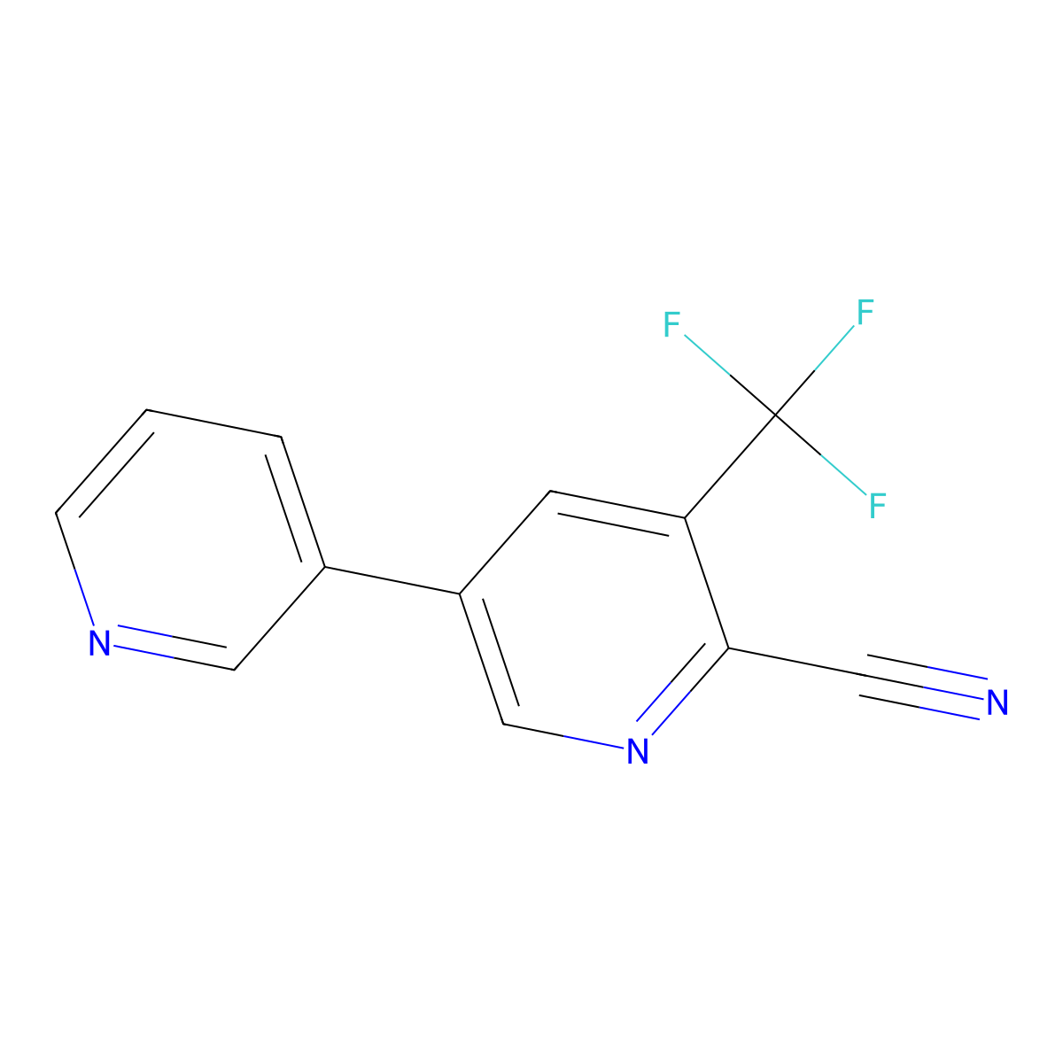 5-(Pyridin-3-yl)-3-(trifluoromethyl)picolinonitrile molecular structure, CAS 1214367-01-7