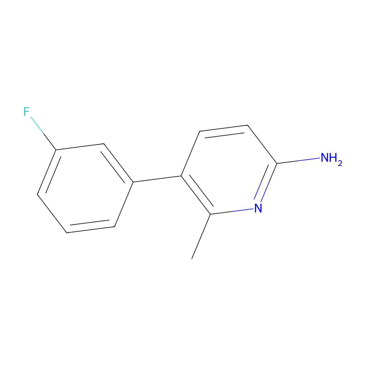 5-(3-Fluorophenyl)-6-methylpyridin-2-amine molecular structure, CAS 1214367-36-8