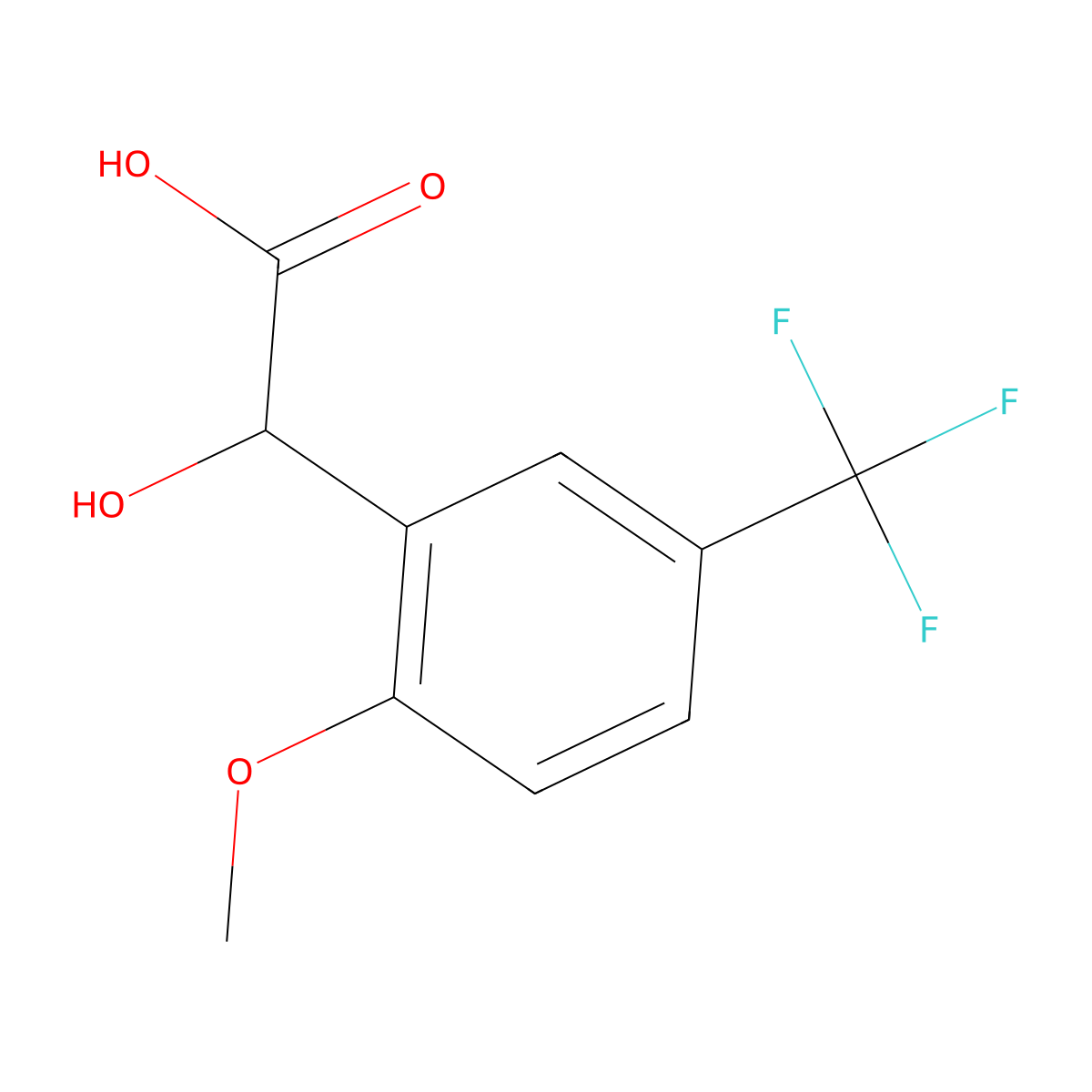 2-Hydroxy-2-[2-methoxy-5-(trifluoromethyl)phenyl]acetic acid molecular structure, CAS 1214367-41-5