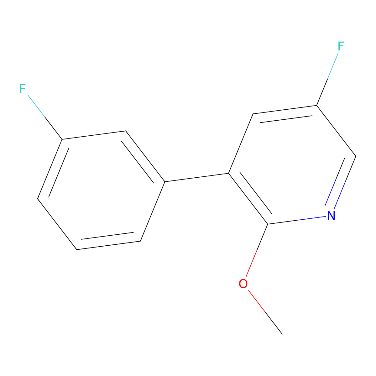 5-Fluoro-3-(3-fluorophenyl)-2-methoxypyridine molecular structure, CAS 1214367-46-0