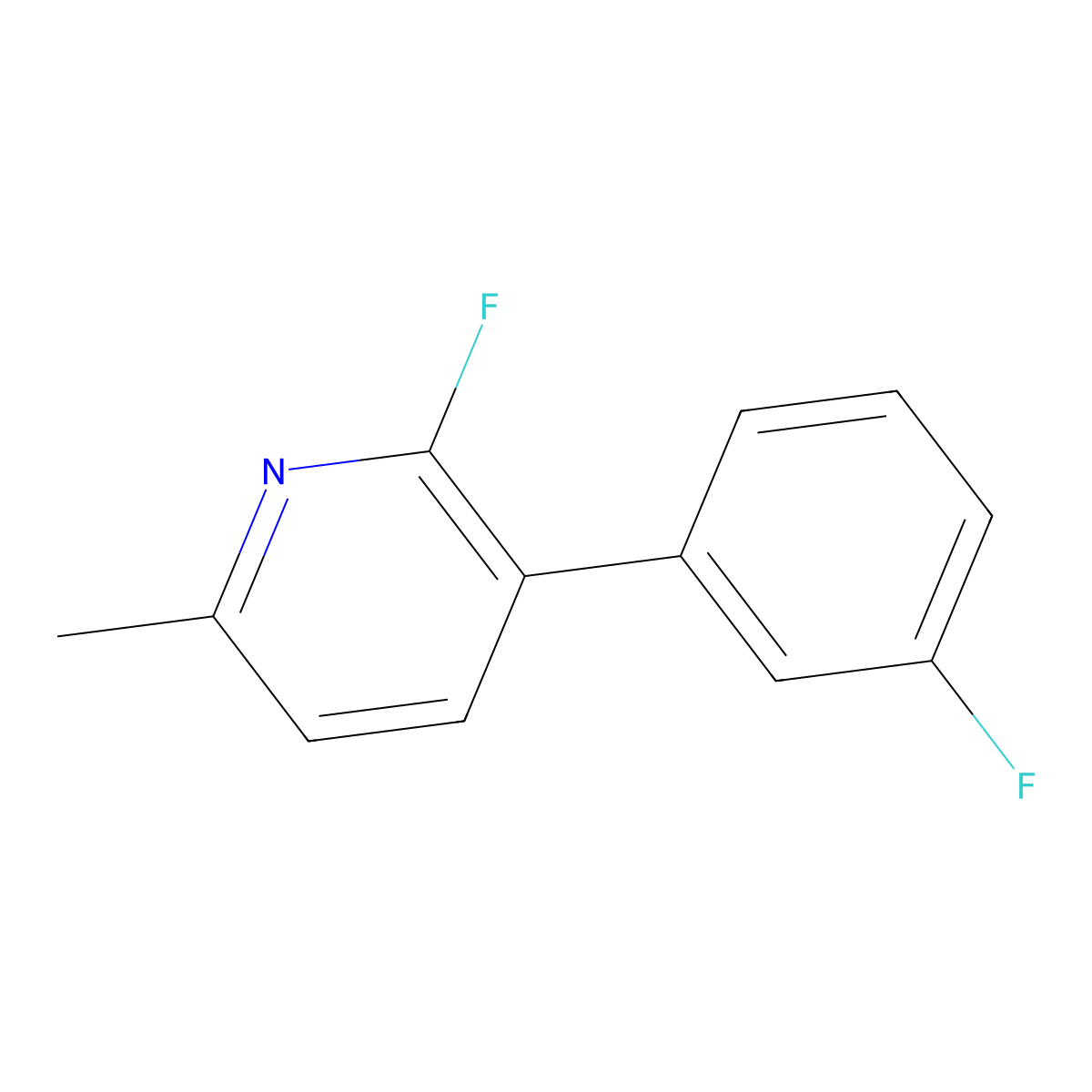 2-Fluoro-3-(3-fluorophenyl)-6-methylpyridine molecular structure, CAS 1214367-55-1