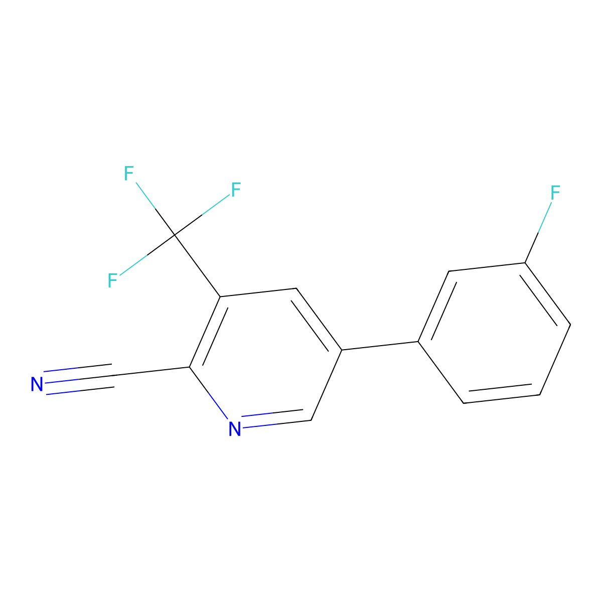 5-(3-Fluorophenyl)-3-(trifluoromethyl)picolinonitrile molecular structure, CAS 1214368-08-7