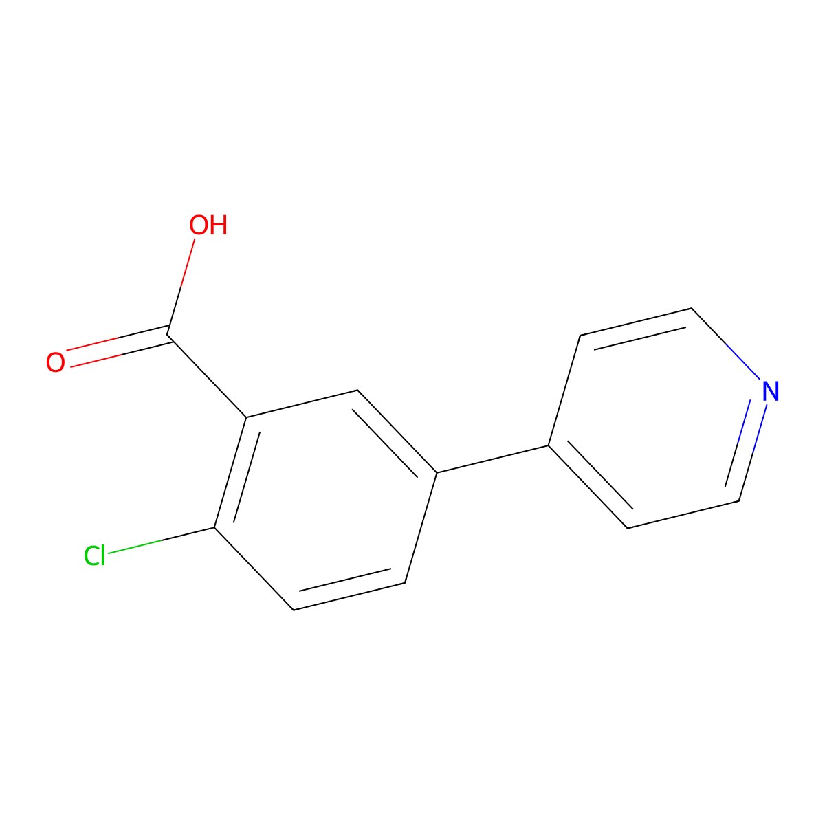 2-Chloro-5-(pyridin-4-yl)benzoic acid molecular structure, CAS 1214368-18-9